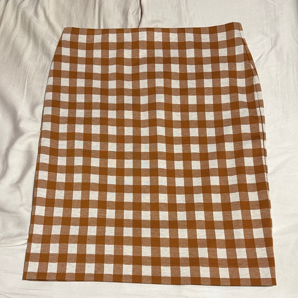 Brown and White Gingham Skirt